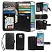 xhorizon Premium Leather Folio Case [Wallet Function] [Magnetic Detachable] Fashion Wristlet Lanyard Hand Strap Purse Multiple Card Slots Cash Compartment Pocket for Samsung Galaxy S6 Edge