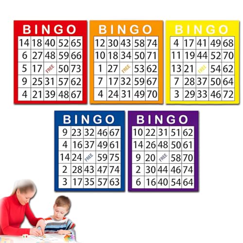 JYNVO 50cps Cartones Bingo, Cartones de Bingo, Juego de Mesa Adulto o Bingo Electrónico