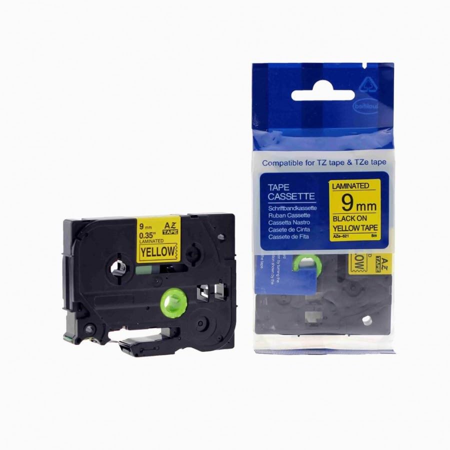 Compatible Label Tape Replacement for Brother TZ-621 TZ621 Black on Yellow Tape 9mm 0.35 Inch Compatible with Brother | P-Touch Label Tape PTD210 PTH110 (Pack of 1)