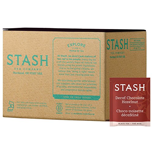 Stash Tea Decaf Chocolate Hazelnut Black Tea - Decaf, Non-GMO Project Verified Premium Tea with No Artificial Ingredients, 100 Count (BULK PACKAGING)