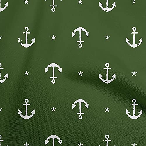 oneOone Cotton Flex Forest Green Fabric Nautical Quilting Supplies Print Sewing Fabric By The Yard 40 Inch Wide
