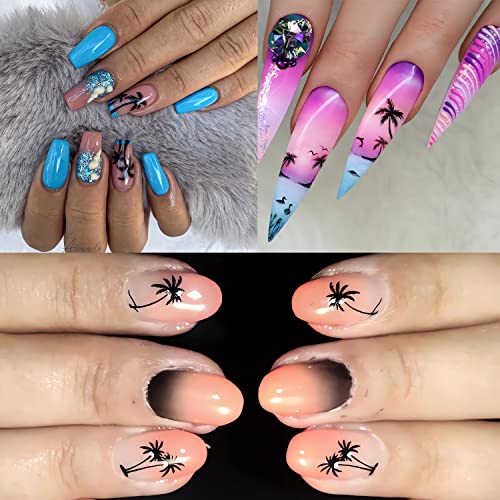 Summer Nail Art Stamping Plates Palm Coconut Tree Pattern Designs Nail Stamp Templates Holiday Nail Decorations Diy Stainless Steel Nail Image Polish Template Nail Supplies For Women #TOP3