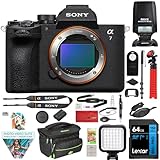 Sony ILCE-7M5/B a7 V Full-Frame Mirrorless Camera Body Bundle with MK320 Flash Speedlight, 72" Monopod, Wrist Grip Strap, 64GB Memory Card, Corel Photo Video Suite, Deco Photo Camera Bag + More