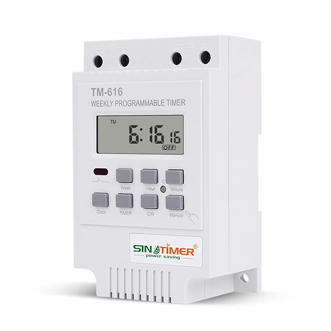 TM616 - Timer settimanale programmabile da 220 V, 30 A, interruttore digitale Din Rail Mount-18, timer on/off, conto alla rovescia (bianco)