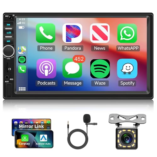 2 Din カーオーディオ CarPlay、Android Auto搭載カーステレオBluetooth、 Hodozzy 7インチのスクリーンの2 Din Bluetooth/ミラーリンク/SWC/FM EQ USB AUX車のマルチメディアPlayer+