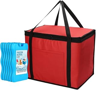 1ABOVE 30L Soft Cooler Bag With 6 Freezer Blocks - Insulated Thermos Portable Lightweight Bag Keeps Food Drinks Cool - Cooling Delivery Bag & Freezer Block for Beach, Camping, BBQ, Shopping, Fishing, Picnic, Lunch and Outdoor Travel