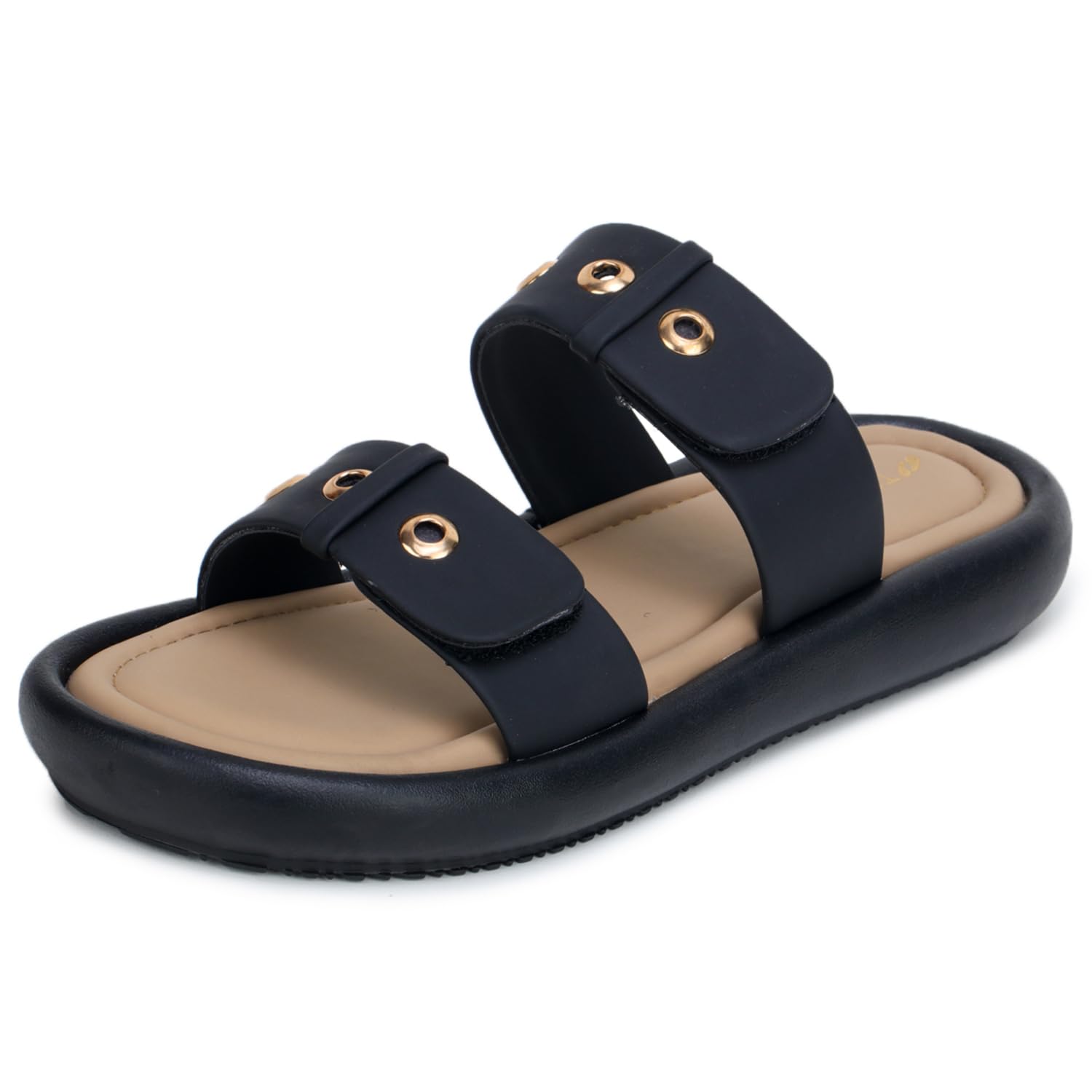 Slippers for Woman | Stylish Flat Chappals for Women with Soft Cushioned Insole | Adjustable Double Strap Footwear for Girls & Ladies | Comfortable for Office & Home Use-image-42
