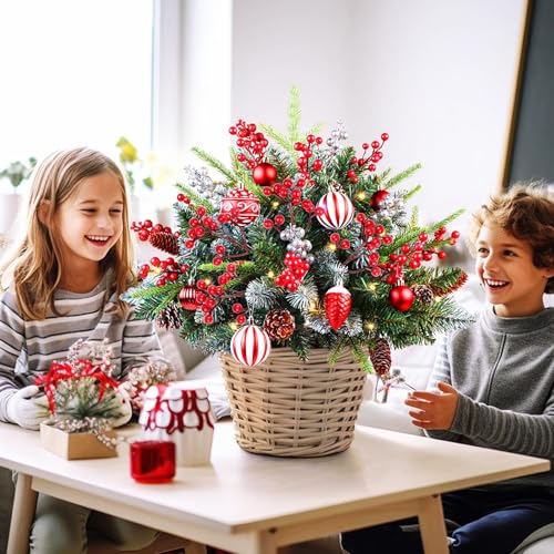 Bayas rojas artificiales de 18 cm Fangoo para decoración de árboles de Navidad y manualidades 6