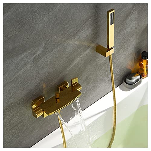 Robinet de baignoire cascade noir avec douchette et mitigeur 2 trous