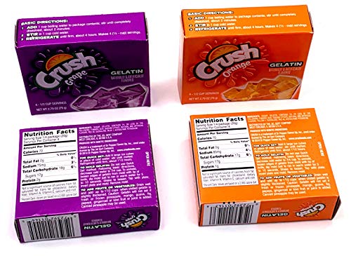 Crush Grape Gelatin and Orange Gelatin Bundle with Jello Shot Recipe Cards from Carefree Caribou! Includes Two (2) 2.79oz Boxes of Grape Crush Gelatin and Two (2) 2.79oz Boxes of Orange Crush Gelatin
