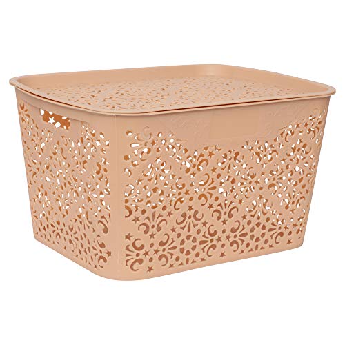 Cutting EDGE Turkish Baskets Large (42 x 32 x 23 cm) with Lid for Kitchen, Vegetables, Toys, Books, Office, Stationery, Utility, Cosmetics, Accessories, Closet, Wardrobe – Beige (Set of 1) Cutting EDGE Turkish Baskets Large (42 x 32 x 23 cm) with Lid for Kitchen, Vegetables, Toys, Books, Office, Stationery, Utility, Cosmetics, Accessories, Closet, Wardrobe – Beige (Set of 1)