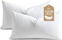 Vista 11 de DWR Juego de 2 rellenos de almohada de plumas de 12 x 12 pulgadas con funda de algodón orgánico, rellenos de almohada decorativos cuadrados blancos