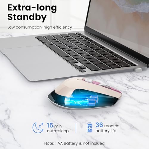 Image of RaceGT Wireless Mouse 2.4 GHz with USB Receiver, 15 M Connection, Ergonomic Wireless Mouse, Silent Wireless Mouse, Wireless Mouse for PC, Laptop, Macbook, Windows, MacOS, Linux - Pink