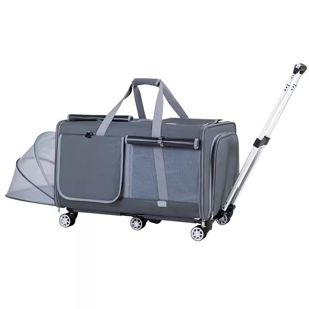 Transportín for Gatos expandible, transportador Doble for Gatos, transportador for Gatos con Ruedas, transportadores Suaves for Gatos Grandes (Color : Dark Grey, S : 71 * 49 * 38cm)