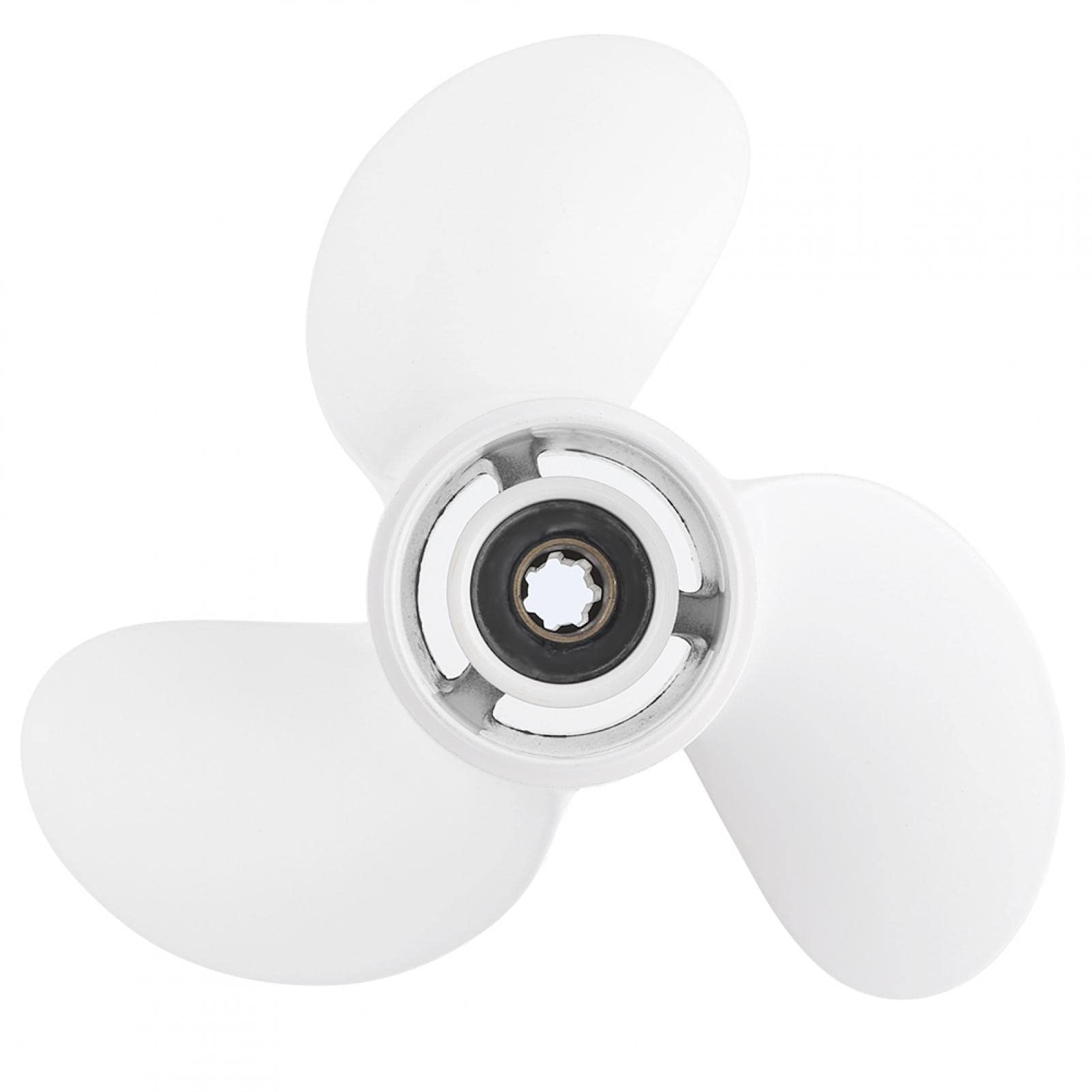 Elica fuoribordo, 7 denti scanalati 3 pale 6g1-45943-00-el 8 1/2 x 7 1/2 adatta per motore fuoribordo motore fuoribordo marino elica in lega di alluminio bianco