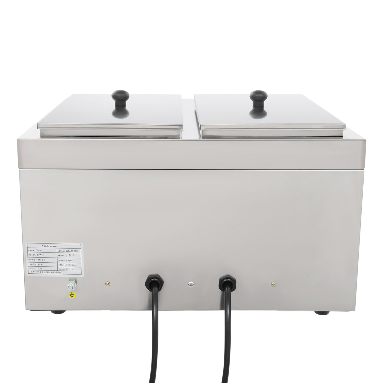 Fornello elettrico professionale commerciale da 2200 W, fornello elettrico in acciaio inox 9 l, controllo della temperatura da 30 a 110 °C, con 4 cesti per pasta e 2 coperchi, adatto per cucinare vari