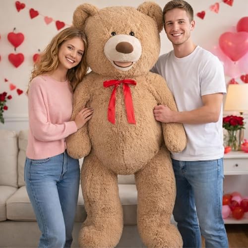 HollyHOME 150cm Teddy groß Teddybär XXL Kuscheltier Geschenk, Plüschtier Stofftier Weiches Spielzeug Bär Tedi Kuschelbär Hellbraun