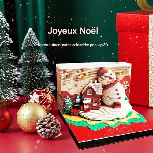 Bloc-notes 3D calendrier bonhomme de neige Noël écriture et planification
