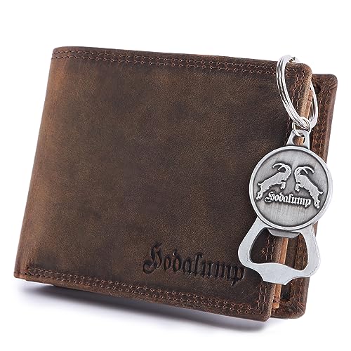 hodalump Echt-Leder Geldbörse • Premium Geldbeutel für Damen und Herren mit RFID-Schutz • Langlebiges Portmonee mit Münzfach • Mit Schlüsselanhänger