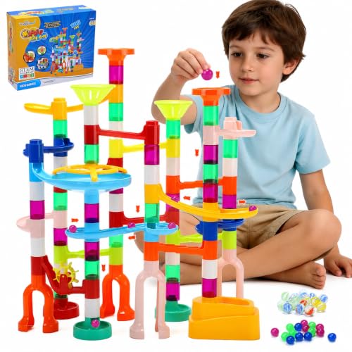 Image of EagleStone 105PCS Marble Run Kit Marble Maze Construction Building Toy Set