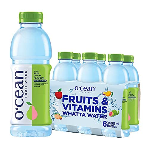 Image of O'CEAN Fruit Water Crispy Guava flavor enriched with vitamins, electrolyte & glucose| 500ml | Pack of 6