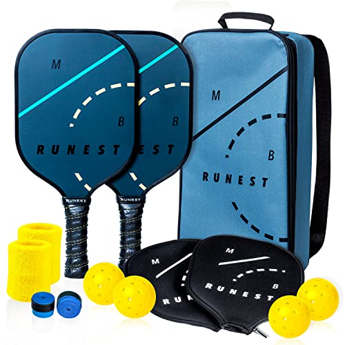 Mb Runest Juego De Paletas De Pickleball Con Bolsa Y Cubiertas, Raquetas Ligeras Con Núcleo De Panal Compuesto, Cara De Grafito Premium, Cubiertas, Agarres Adicionales Y 4 Bolas Aprobadas Por Usapa Mb Runest Juego De Paletas De Pickleball Con Bolsa Y Cubiertas, Raquetas Ligeras Con Núcleo De Panal Compuesto, Cara De Grafito Premium, Cubiertas, Agarres Adicionales Y 4 Bolas Aprobadas Por Usapa