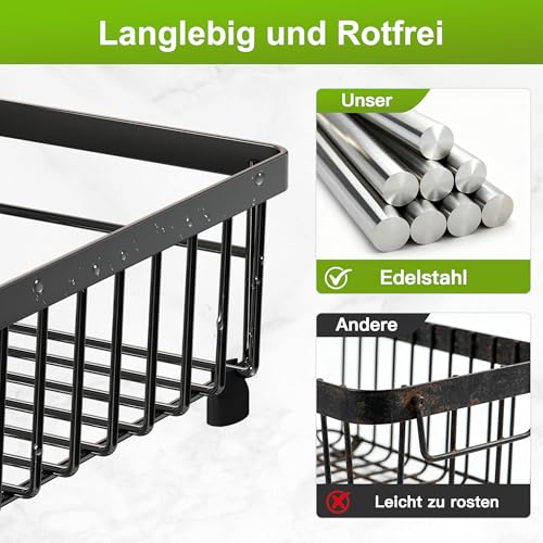 MAJALiS Abtropfgestell Geschirr aus Edelstahl mit Abtropfschale, Schwarz – Ansicht 4