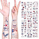 4E’s Novelty Patriotic Temporary Tattoos 100 Pcs, 4th of July Tattoos for Kids, American Flag Temporary Tattoos, Waterproof Fake Tattoos for Independence Day Party Supplies, Memorial Day Decorations