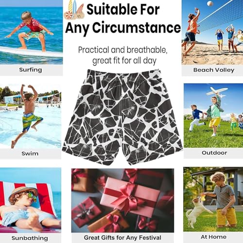 visesunny Summer Boy's Beach Shorts Black Stone Crack Quick Dry Swim Trunks Baby Boy Bathing Suit with Pockets2