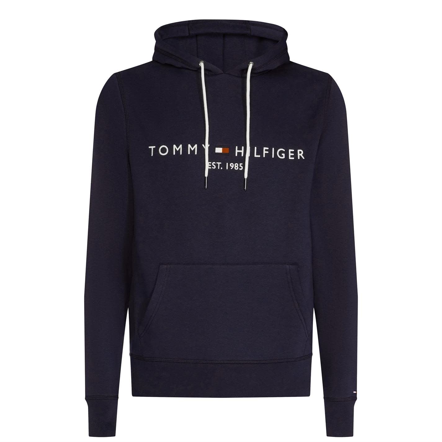 Tommy Hilfiger Men's Blue Logo Hoody Sweatshirt In Dark - Hoodies - Xs - Sweatshirts & Hoodies