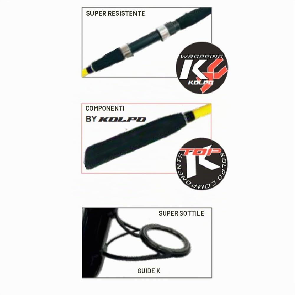 Kolpo Concordia 2 Edition Canna per la pesca dalla Barca 200 gr 1.8 mt 2 sezioni - Canne da Barca bolentino light vertical Jig cabura inchiku