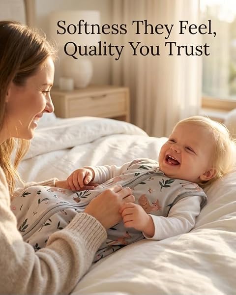 TURMEWU 3 Pack Baby Sleep Sack 6-12 Months 100% Organic Cotton, 0.5 TOG Lightweight Wearable Blanket, 2-Way Zipper Sleeping Bag, Cotton&Fawn&Grey - 5