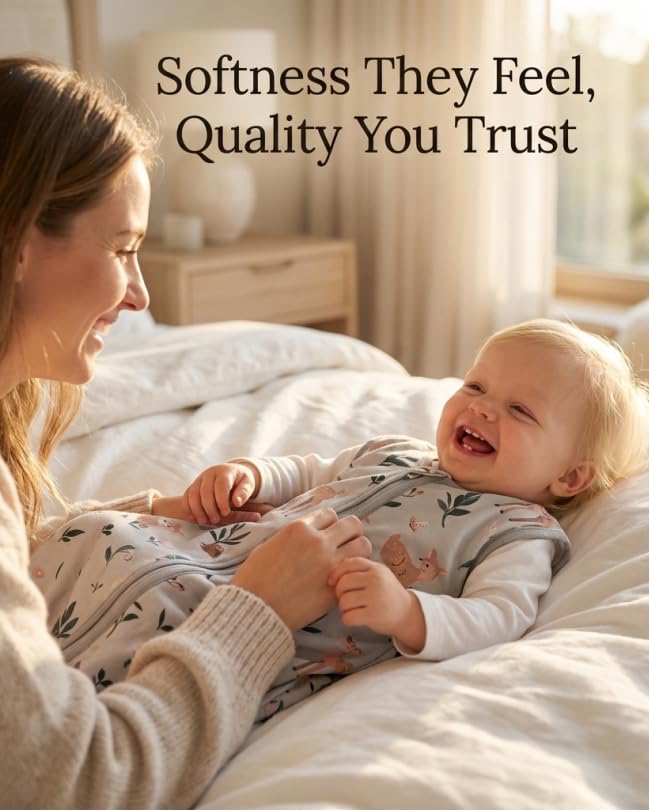 3 Pack Baby Sleep Sack 0-6 Months 100% Organic Cotton, 0.5 TOG Lightweight Wearable Blanket, 2-Way Zipper Sleeping Bag, Cotton&Fawn&Grey - Image 6