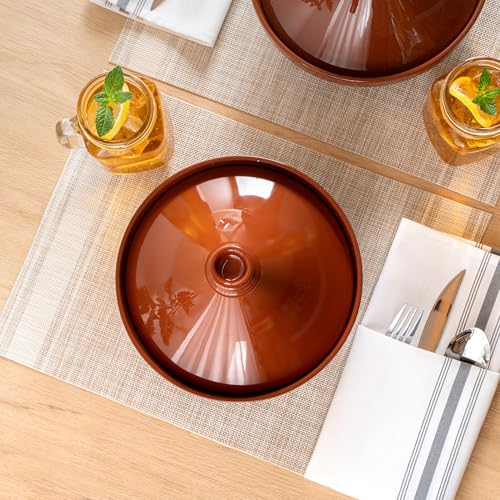 Restaurantware-Terra Tek 26 Ounce Terracotta Tagine Pots, 8 Microwavable Tagine Pots - Glazed Interior, Oven-Ready, Terracotta Serving Pot, Dishwashable, For Cooking And Serving - Thumbnail 6