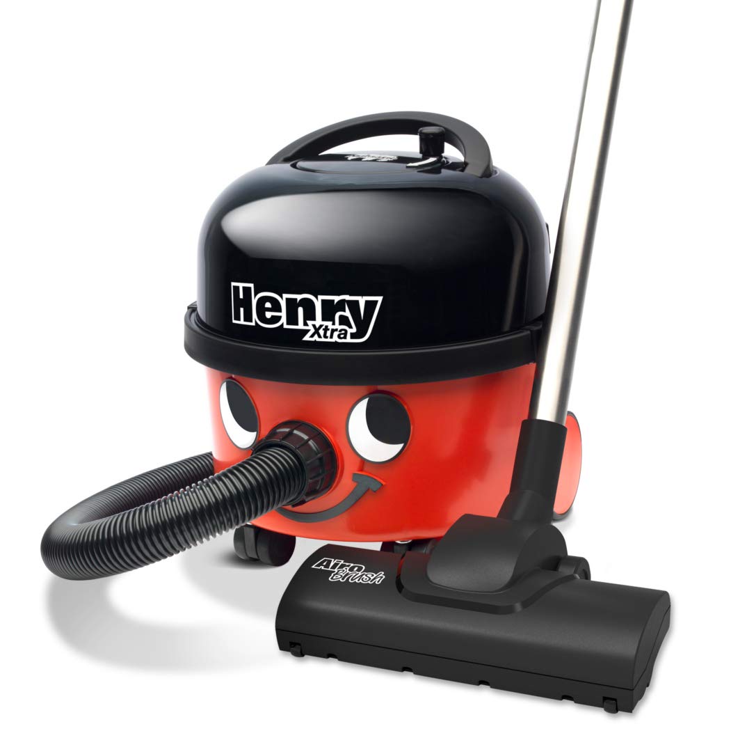 Numatic Henry Xtra HVX160-11 Bodenstaubsauger mit Sonderzubehör | 620 W leiser Motor, 6 L Beutelvolumen, Turbo-Spezialdüse für Teppich & Polster + Parkettdüse, 10 m Kabel | Classic Rot