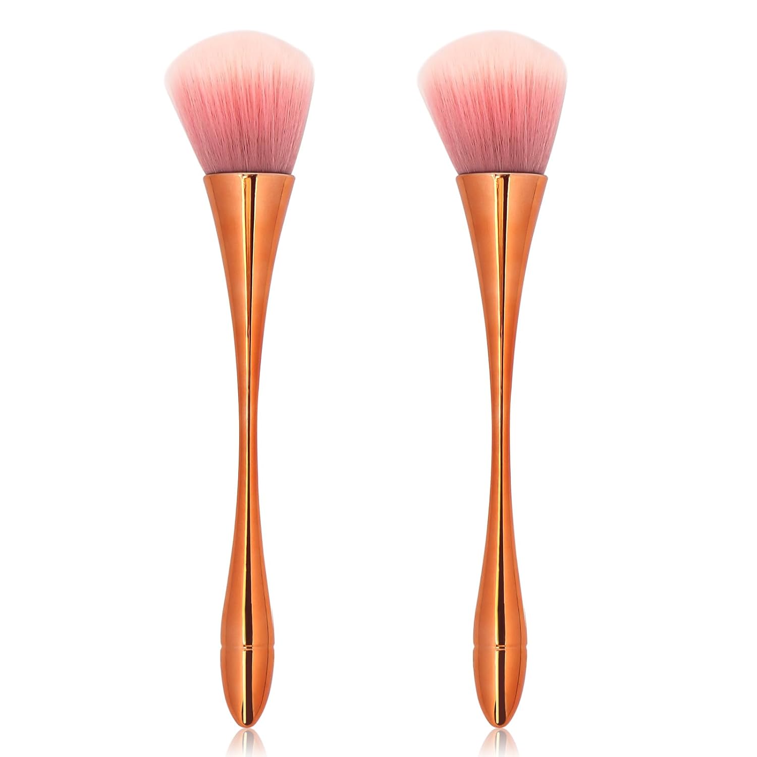 2pcs Large Powder Mineral Brush Nail Art Dust Brush Foundation Makeup Brush Powder Brush and Blush Brush for Daily Makeup (Gold)