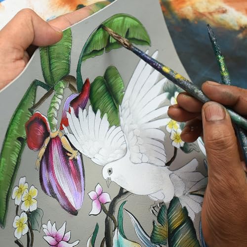 Anuschka Women’s Original Hand-Painted Genuine Leather Organizer Crossbody with Extended Side Zipper - Wings of Peace2