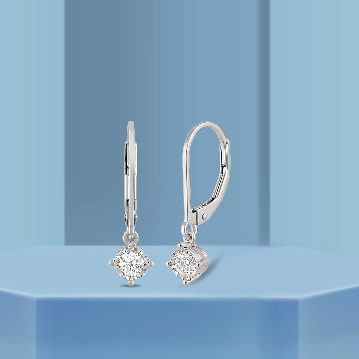 Jewelili 925 Sterling Silver Lab Grown Diamond Leverback Earrings for Women | 0.25 CTTW H Color I1 Clarity | Gift Box Included