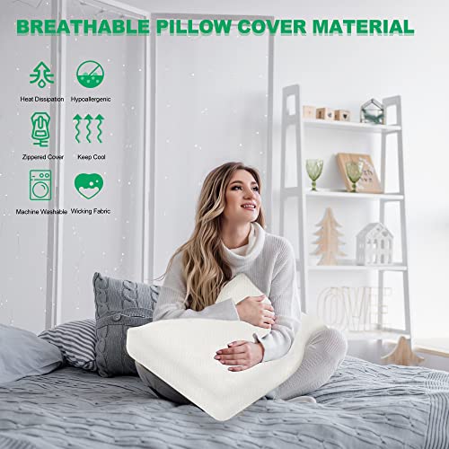 Aotekar Pillows For Side Sleepers(15In/12In/6In) The Cube Memory Foam Pillow For Neck And Shoulder Pain Relief,Head Cushion For Vertebral Protection Travel, White, 15Inx12Inx6In #TOP5