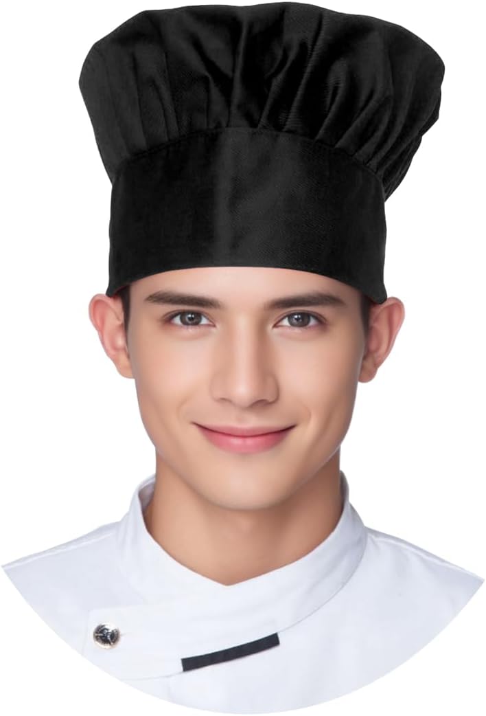 Tosewever Chef Apron Hat Set for Women and Men, Adjustable Bib Apron with 2 Pockets Costume Apron for Father Kitchen Cooking - Image 2