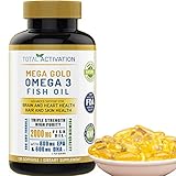 Omega 3 Burpless Max Strength Fish Oil Supplement, Dr. Formula 2000 mg with Vitamin E, 800 mg EPA 60