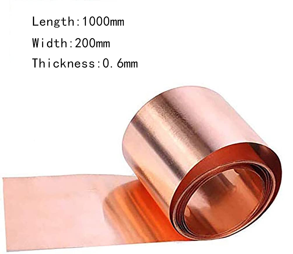 Foglio di Rame 99,9% di Alta purezza Cu Sottile Piastra di Metallo con Foglio 1000x200mm,Thickness: 0.6mm