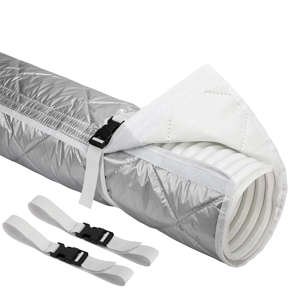 CTRLZS Quilting Air Conditioner Hose Cover with 2 Adjustable Buckle Straps for 5.9" Diameter Exhaust Duct Vent Easy Installation AC Duct Insulation Wrap
