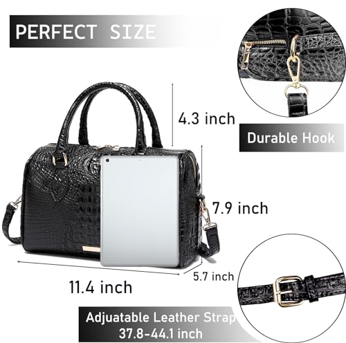 Image of Makcr Joacbv Top-Handle Crocodile Purses For Women Crossbody Leather Bags Trendy Large Capacity Tote with Shoulder Strap