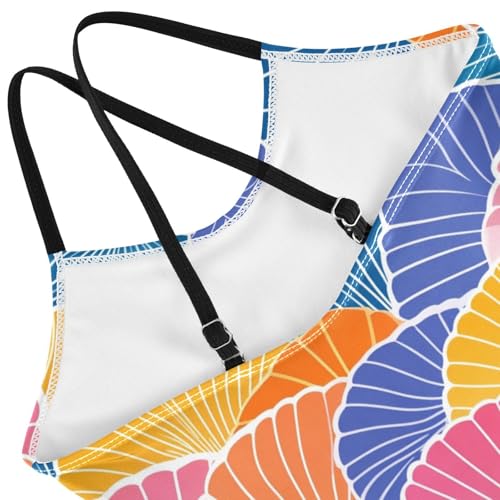 KLL Hand Drawn Cute Japanese Fans Girls' 1 Piece Swim Suit Summer Swimwear with Adjustable Straps Cute4