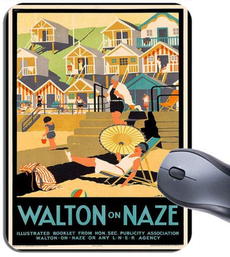 Funkyzilla Walton On The Naze LNER Vintage Railway Poster Mouse Mat. British Seaside Train Mouse Pad