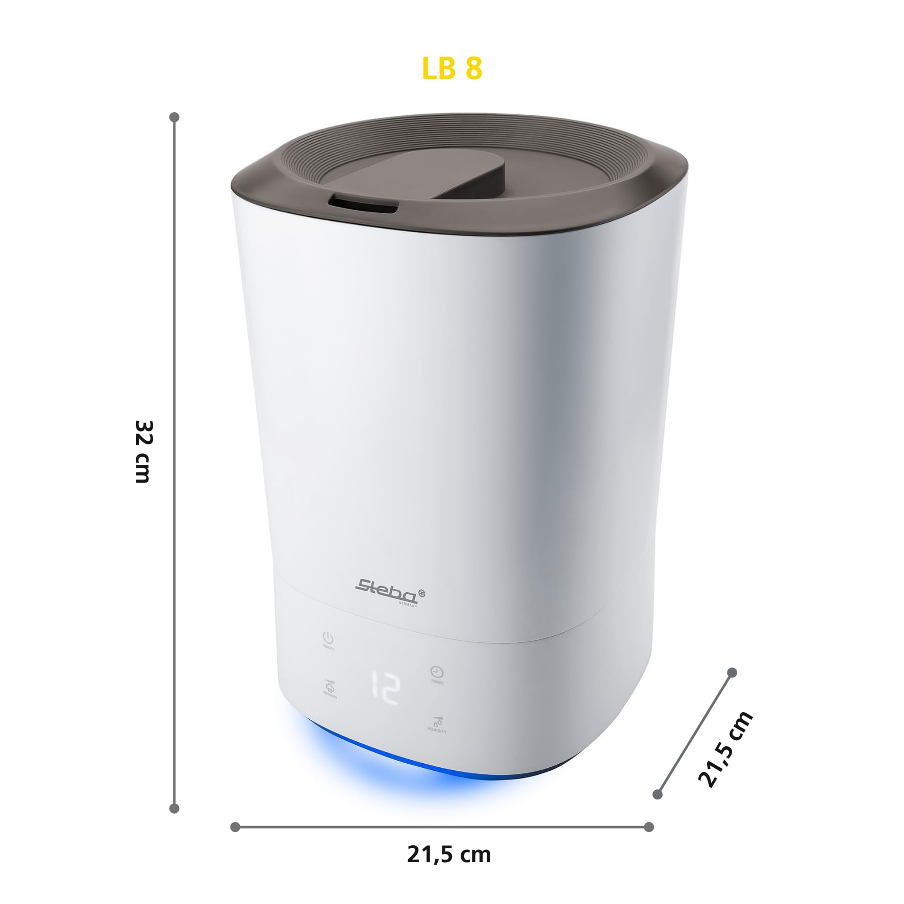 Humidificador Steba con inserto para fragancias, muy silencioso, con 3 ajustes de velocidad y un depósito de agua de 5,5 litros. LB 8.