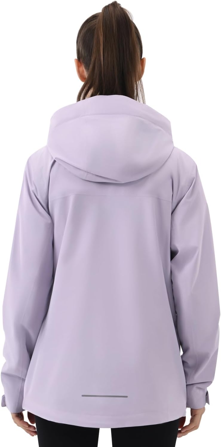 Women's Rain Jacket Packable Waterproof Lightweight Raincoat with Hood Hiking Cycling Golf Travel Windbreaker