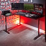 X-Rocker Panther XL 155cm x 108cm, L-Shaped Gaming Desk - Reversible Corner Design, Large Dual Monitor, Sturdy Metal Frame for Adults & Kids - Carbon Black - Mouse Mat Included
