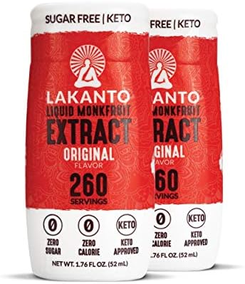 Lakanto Liquid Monkfruit Extract Drops - Zero Calorie, Zero Sugar, Keto Drink Sweetener, Sugar Substitute, On the Go, Tea, Coffee, Water, Smoothies, Other Drinks (Original - 1.76 Fl Oz - Pack of 2)